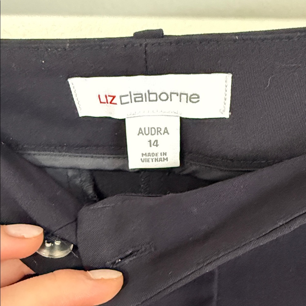 Liz Claiborne Navy Blue Audra Straight Leg Trousers - Picture 2 of 8
